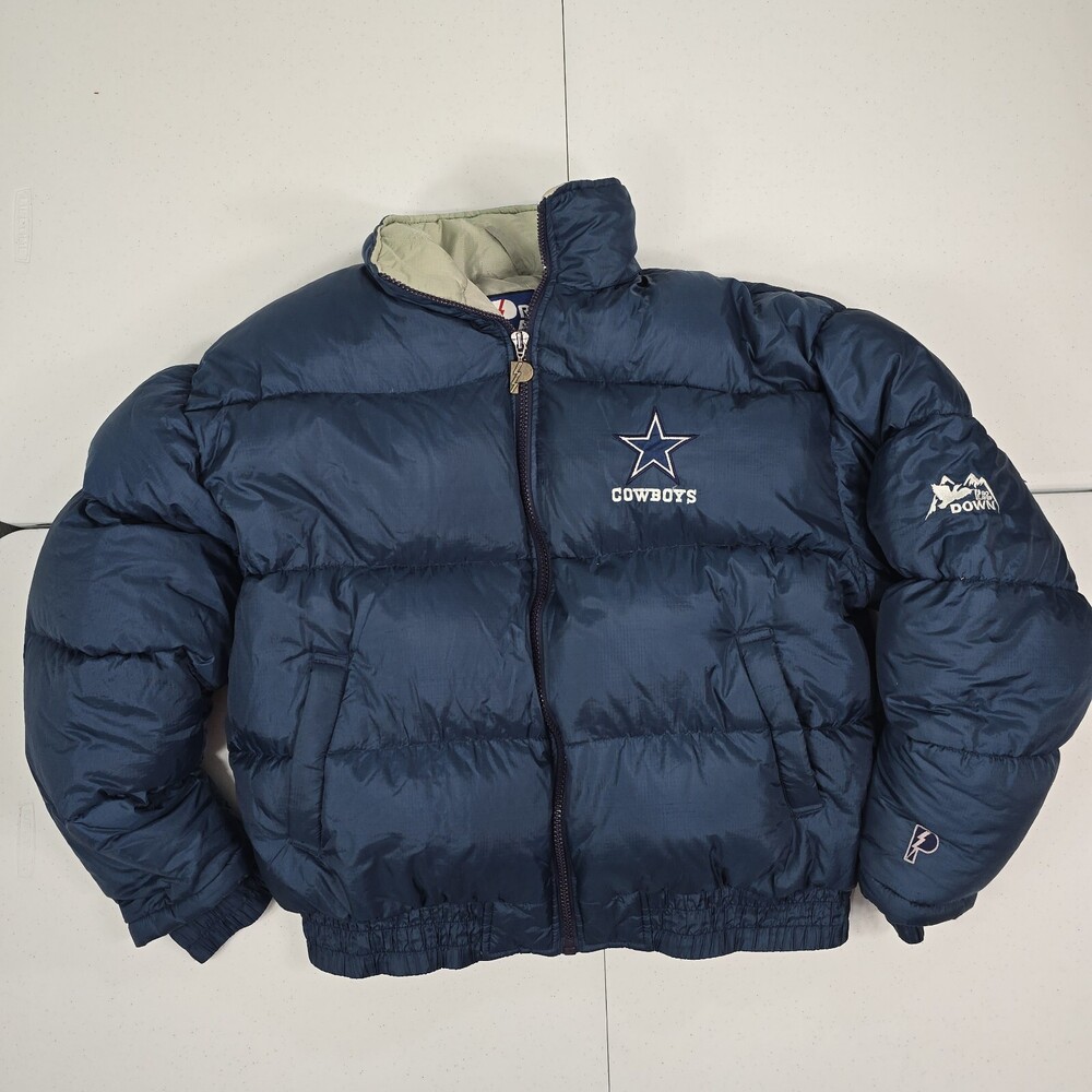 Vintage 90s Pro Player Men XL Dallas Cowboys Duck Down Full Zip Puffer Jacket